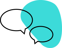 Icon représentant des bulles de discussions sur fond bleu